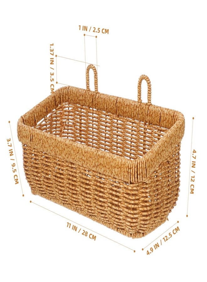 PRETYZOOM Woven Hanging Wall Baskets, Small Boho Natural Wicker Storage Organizer with 2 Hooks, Home Kitchen Bathroom Rattan Basket for Fruits, Food, Towel - 11 inch - Image 4