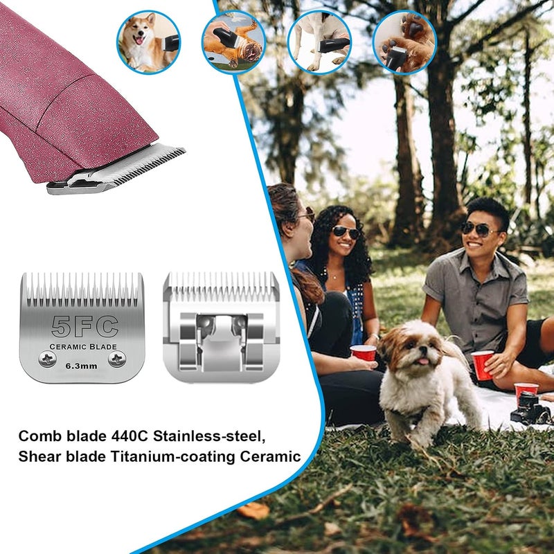 DODAER 3 Pack 5FC Detachable Pet Dog Grooming Ceramic Blades,Compatible with Andis,Oster A5,Wahl KM-10 Series,Size 5FC Blade 1/4-Inch 6.3MM Cut Length | Size 5FC Detachable Blade 1/4-Inch 6.3MM Cut Length,3 Pack - Image 3