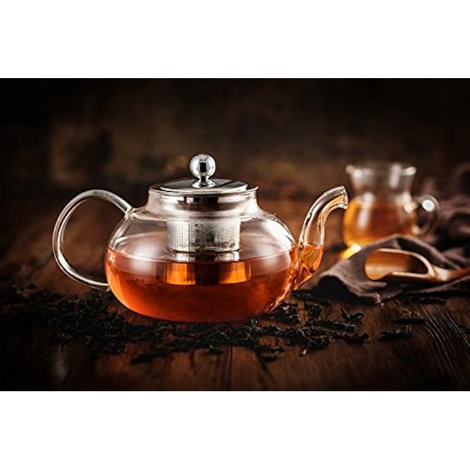 Hiware Glass Teapot With Stainless Steel Infuser  Lid Borosilicate Glass Tea Pot Stovetop Safe Blooming  Loose Leaf Teapots 27 Oz - Image 2