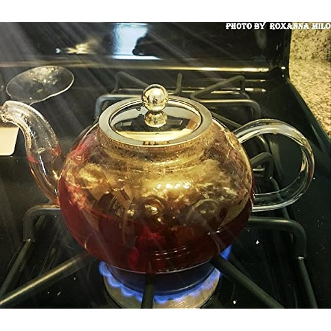 Hiware Glass Teapot With Stainless Steel Infuser  Lid Borosilicate Glass Tea Pot Stovetop Safe Blooming  Loose Leaf Teapots 27 Oz - Image 5