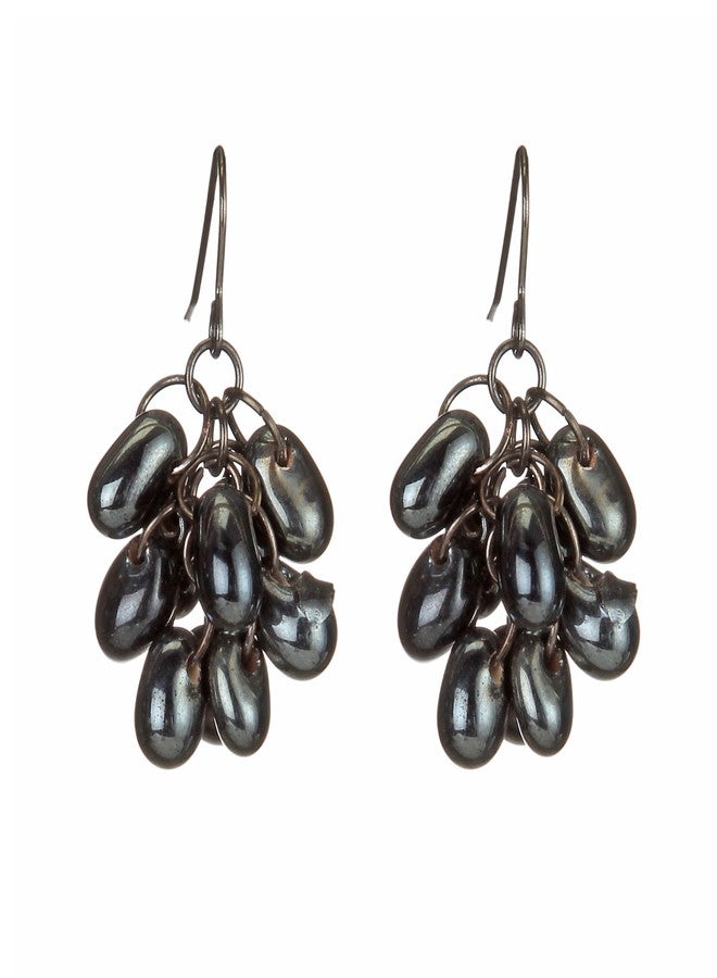 DCA Elegant Black Beaded Cluster Drop Earrings for Women and Girls - Image 2