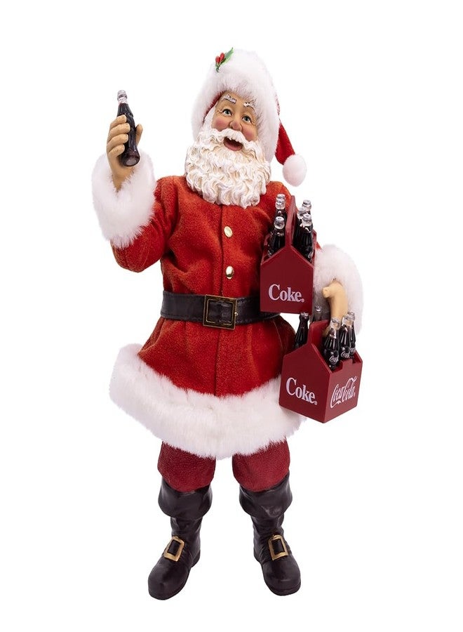 Kurt S. Adler Kurt Adler 10.5-inch Coca-Cola Santa Holding Two Six Packs Table Piece