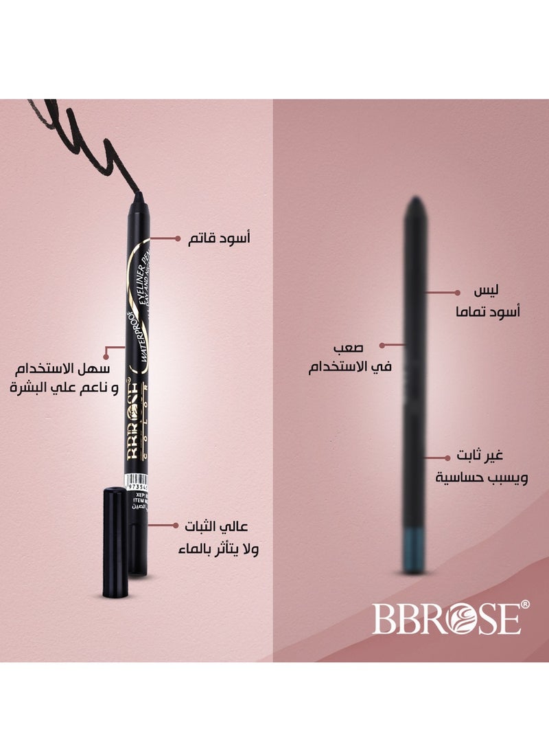 BBROSE 24h Waterproof Eyeliner Pencil, Black Coal Colour, Smudge Free - 1.5g  - Image 3