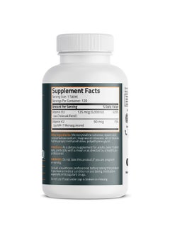 Bronson Vitamin K2 D3 Mk7 Supplement Nongmo Formula 5000Iu 125 Mcg Vitamin D3  90 Mcg Vitamin K2 Mk7 Easy To Swallow Vitamin D  K Complex 120 Tablets  - Image 3