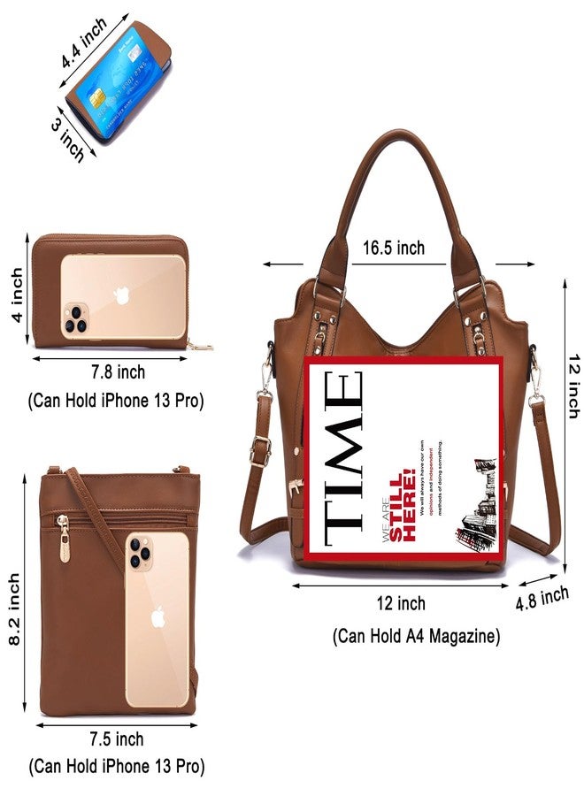 Soperwillton Purses for Women Large Shoulder Handbag Tote PU Leather Hobo Crossbody Bag Ladies Wallet Set 4pcs - Image 4