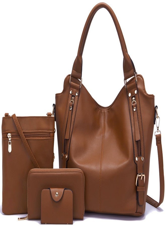 Soperwillton Purses for Women Large Shoulder Handbag Tote PU Leather Hobo Crossbody Bag Ladies Wallet Set 4pcs - Image 1