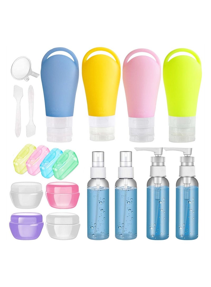 21 Pack Leak Proof Silicone Travel Bottles Set  ELECDON TSA Approved Squeezable Containers For Toiletries Size Accessories And Shampoo Conditioner With Tags (BPA Free) - Image 1