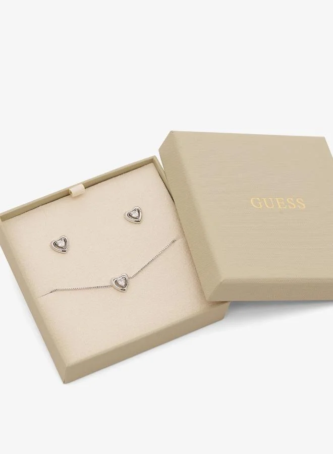 Guess  Crystal Heart Bracelet And  Studs for Women | Best Price UAE