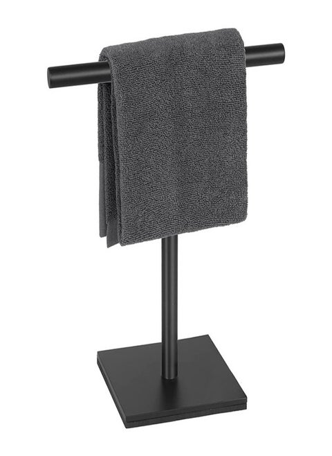 Stainless Steel T-Shaped Matte Black Freestanding Hand Towel Holder Rack with Square Base for Bathroom Kitchen Countertop