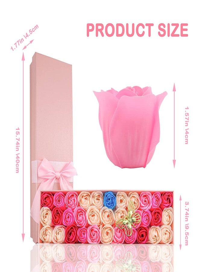 JIALEEY 33 PCS Floral Scented Bath Soap Rose Flower Petals, Plant Essential Oil Rose Soap Set Gifts Ideas for Her Women Girls Mom Valentine's Day, Pink Gift Box - Image 2