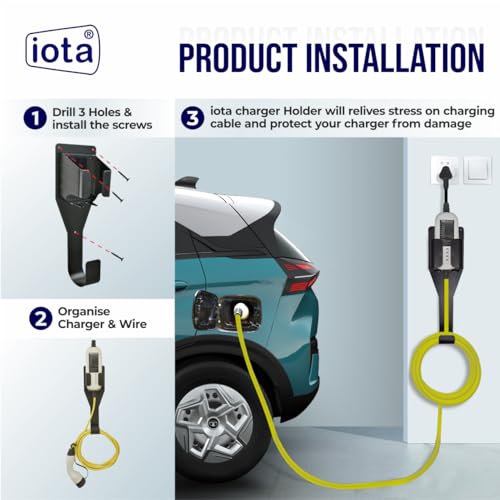 iota ABS Plastic EV Charger Holder With Charger Cable Organizer For Tata Punch EV Tata Nexon EV Tata Tiago EV Tata Tigor EV Holder For Wall Mounted Tata Punch EV 2025|EV Charging Extension Kit - Image 4