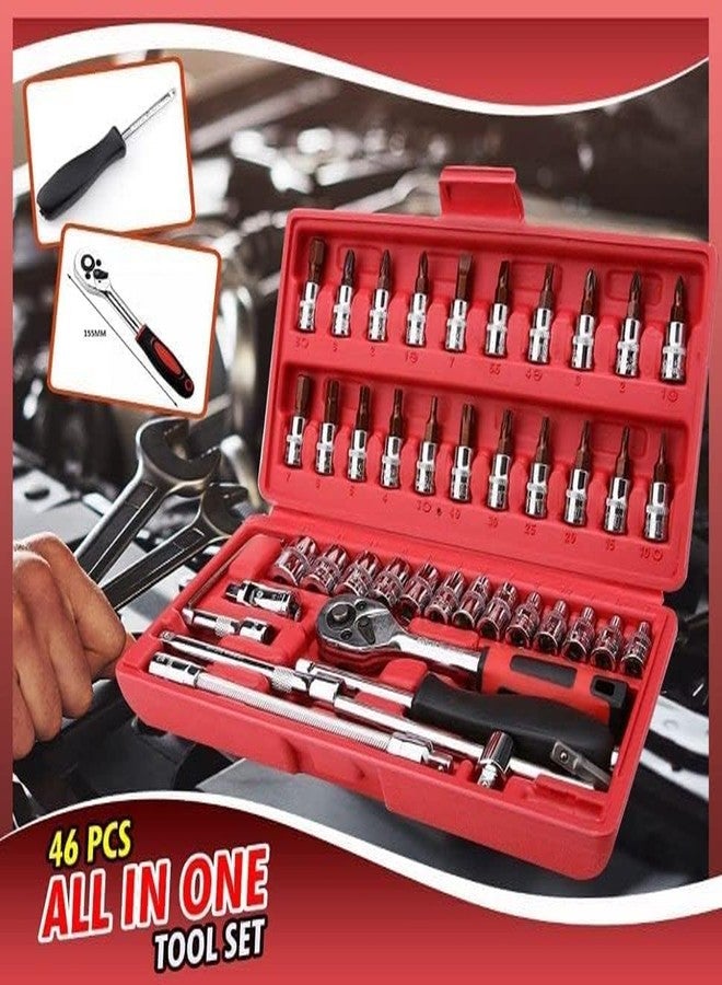 NIRBHI 46 In 1 Pcs Tool Kit For Home Use Spanner Set Socket Set Wrench Set Bike Tool Kit Set Goti Pana Set For Car, Bike, Cycle Repairing, DIY Projects, Home & Automobile Vehicle Service, - Image 3