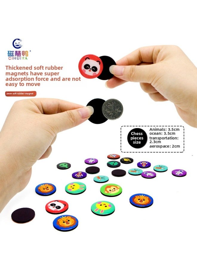 Magnetic Hui Duck Magnetic Cartoon Sudoku Game Introduction Four Six Palace Kindergarten Intelligence Development Educational Children's Toys-Color:Traffic Sudoku (Five Sudoku/4-5 Years Old)