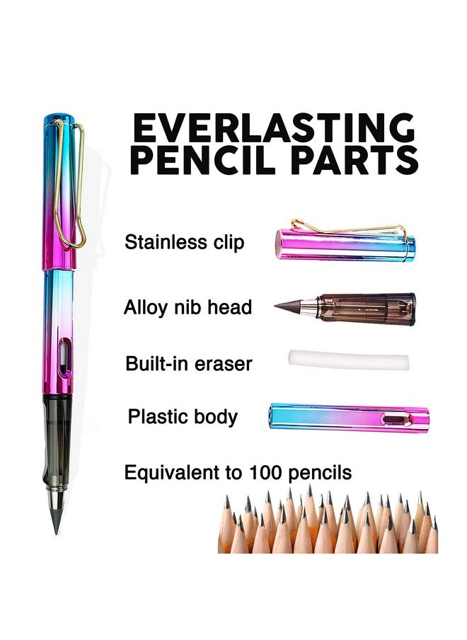 Primo Lines - Infinity Pencil Set: 6 Forever Pencil W Eraser Replaceable Nibs & 3 Pencil Holder Black Everlasting Inkless Pen Technology Replaces 100 Wooden Pencils Never Sharpen Pencil Classroom Essentials - Image 1