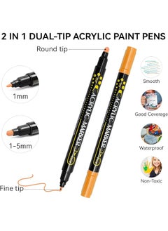 erorex Acrylic Paint Marker Pens Set Of 12 Premium Dual Tips Acrylic Paint Pens For Rock Painting Wood Canvas Stone Glass Ceramic Surfaces Diy Art Crafts  - Image 3