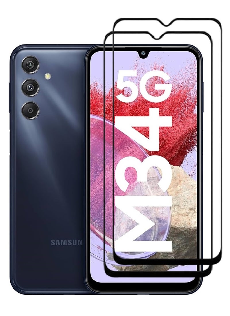 AINA 2 Pieces Tempered Glass Screen Protector 5D Designed For Samsung Galaxy M34 5G Full Glue Edge to Edge Full Screen Coverage And Bubble Free - Image 1