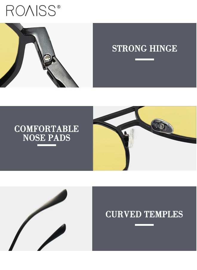 roaiss Men's Polarized Night Vision Glasses for Driving, UV400 Protection Sun Glasses with Aluminum Magnesium Alloy Frame, Square Glasses for Men Driving, Fishing, Golfing, Traveling  - Image 5