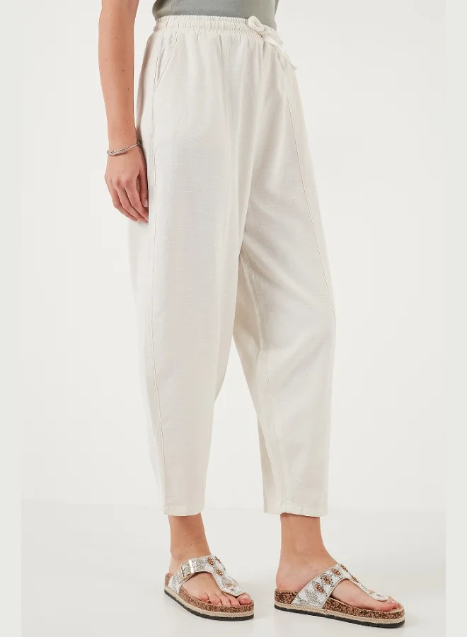 ليلا بنطلون نسائي قطن بقصة مريحة وخصر عادي وساق مستدقة