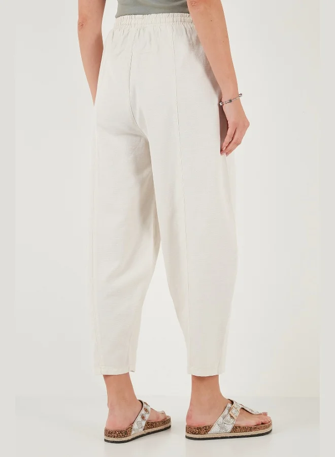 Lela Lela Cotton Relaxed Fit Normal Waist Tapered Leg Trousers Women's TROUSERS 668YP5198