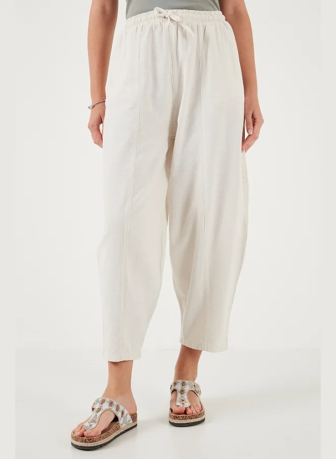 Lela Lela Cotton Relaxed Fit Normal Waist Tapered Leg Trousers Women's TROUSERS 668YP5198