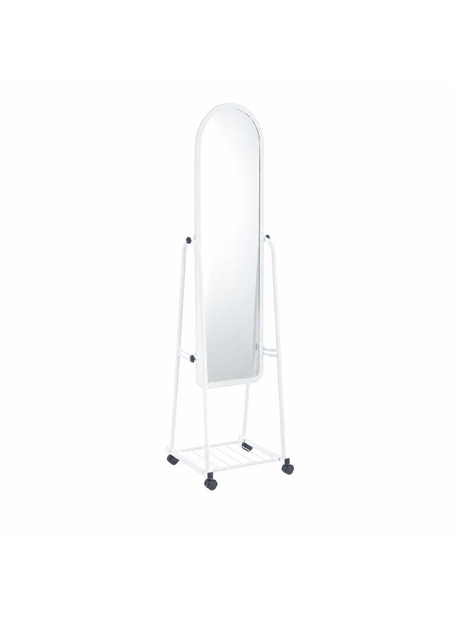 alsaada home Full-Length Free Standing Floor Mirror with Wheels & Metal Frame, 158x48 cm - White - Image 1