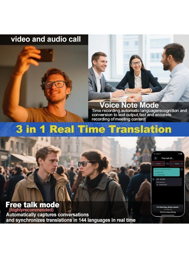 WAEKIL Smart Glasses with AI Assistant & Bluetooth Speaker – Polarized Sunglasses with UV400 & Blue Light Protection, 144 Languages Real-Time Translation, Open-Ear Audio, Voice Control, Bluetooth 5.4 for iPhone Android (Black) - Image 5