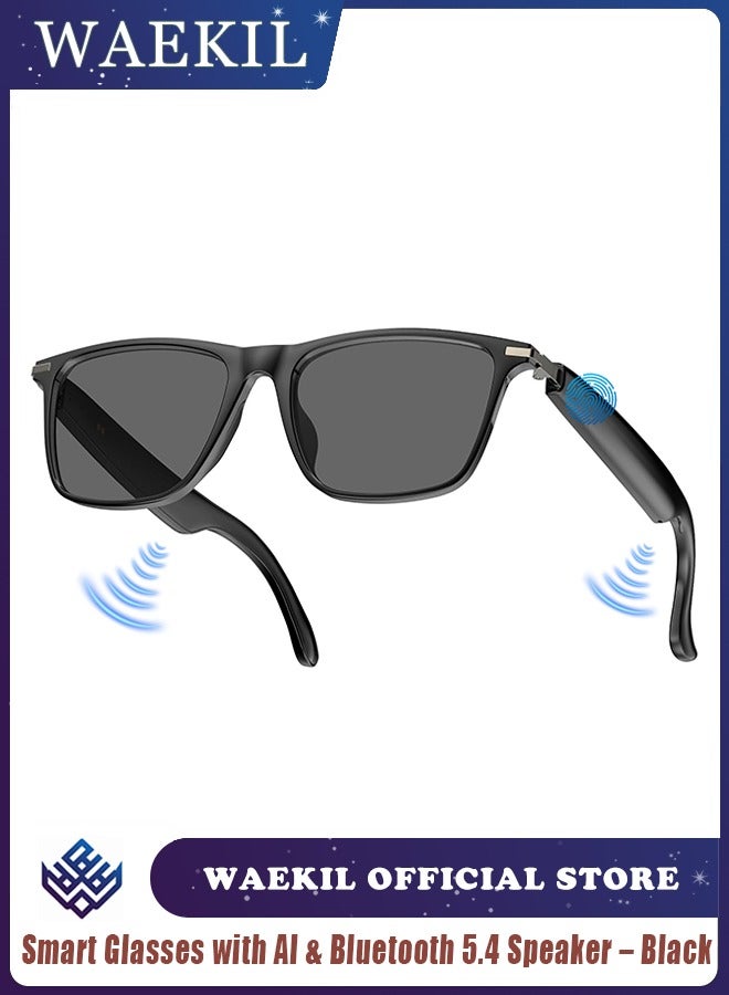 WAEKIL Smart Glasses with AI Assistant & Bluetooth Speaker – Polarized Sunglasses with UV400 & Blue Light Protection, 144 Languages Real-Time Translation, Open-Ear Audio, Voice Control, Bluetooth 5.4 for iPhone Android (Black) - Image 1