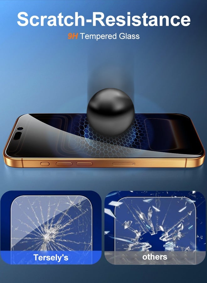 بشكل مختصر [عبوة من قطعتين] واقي شاشة خصوصية لهاتف iPhone 17 Pro Max مقاس 6.9 بوصة مع إطار محاذاة للتركيب، زجاج مقوى غير لامع ومقاوم للتجسس ومناسب للزجاج المقوى المنحني - Image 3