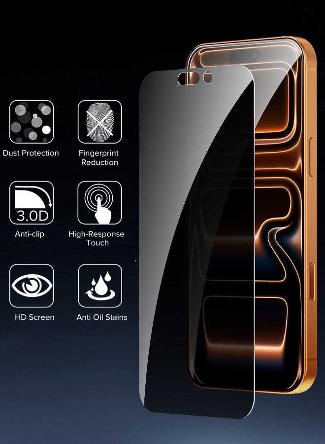 بشكل مختصر [عبوة من قطعتين] واقي شاشة خصوصية لهاتف iPhone 17 Pro Max مقاس 6.9 بوصة مع إطار محاذاة للتركيب، زجاج مقوى غير لامع ومقاوم للتجسس ومناسب للزجاج المقوى المنحني - Image 2