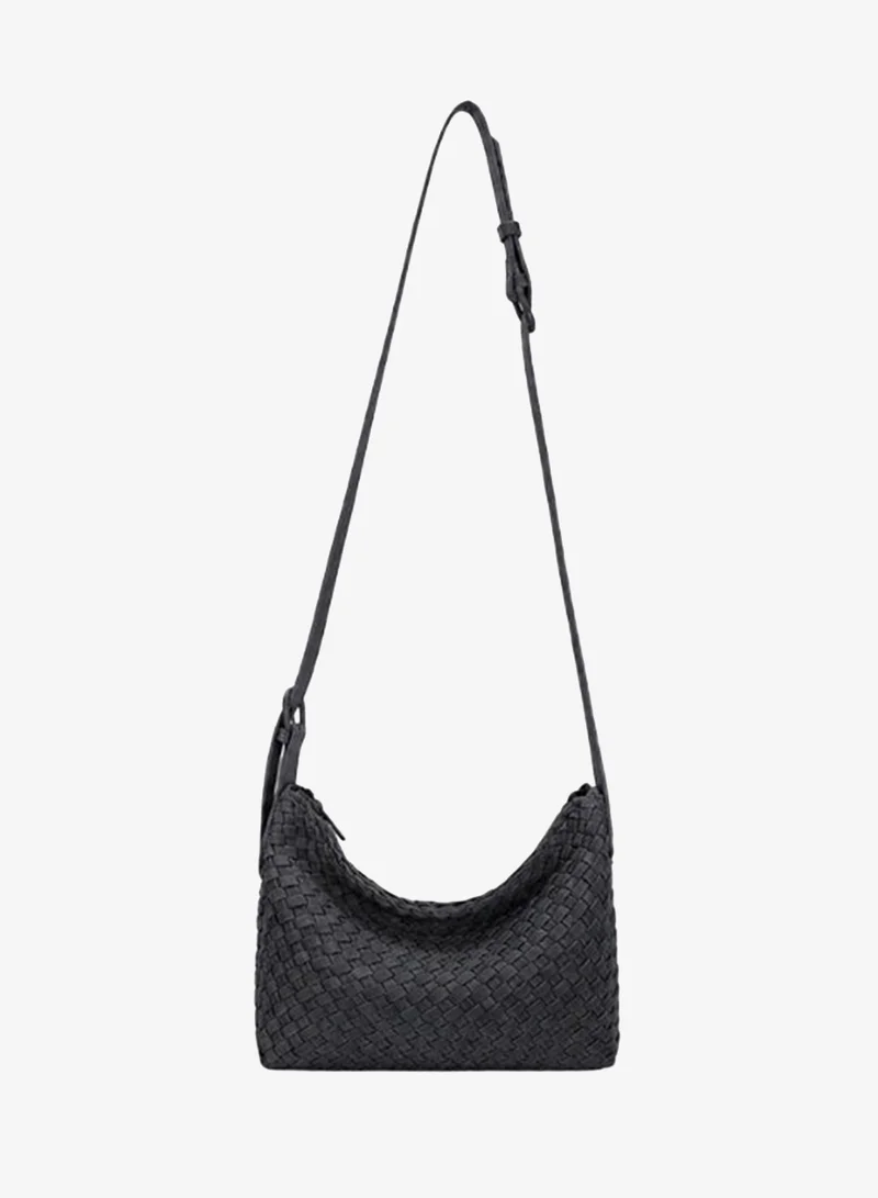 David Jones David Jones Faux Leather Hobo Bag Model CM8452 in Rennes Weave | Soft Suede-Style Hobo Handbag with Zip Fastening | Spacious Everyday Handbag for Women