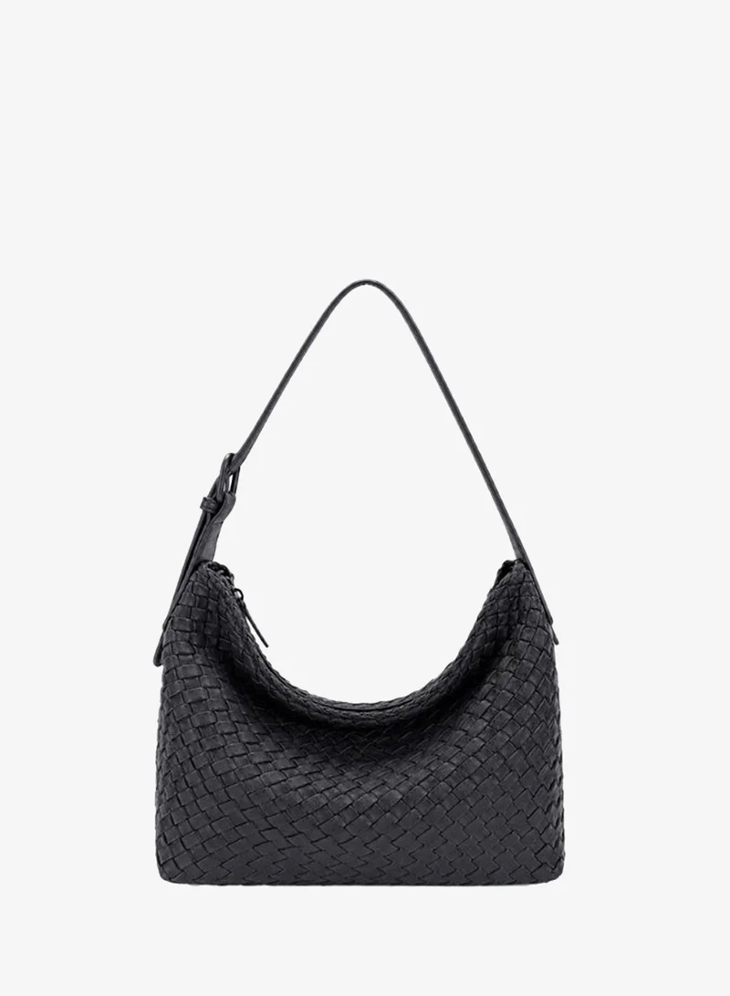 David Jones David Jones Faux Leather Hobo Bag Model CM8452 in Rennes Weave | Soft Suede-Style Hobo Handbag with Zip Fastening | Spacious Everyday Handbag for Women