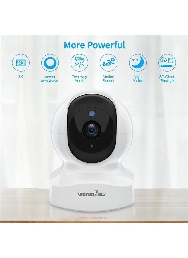 wansview Home Security Camera, Baby Camera,1080P HD wansview Wireless WiFi Camera for Pet/Nanny, Motion Alerts, 2 Way Audio, Night Vision, Compatible with Alexa Echo Show, with TF Card Slot and Cloud  - Image 2