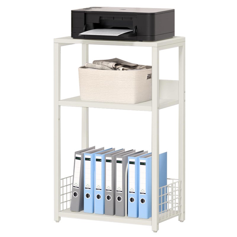 LELELINKY White Side Table,Small Printer Stand with Storage Shelf,3 Tier Industrial Bedside Tables,Vinyl Record Player Stand,Modern Sofa Night Stands for Living Room Bedroom Office Small Spaces - Image 1