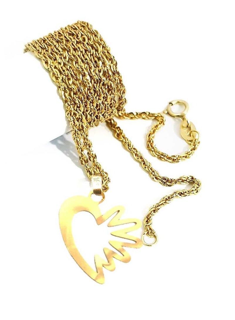 Hamsa.ae 18K Pure Gold Heart Design Necklace For Women - Image 4