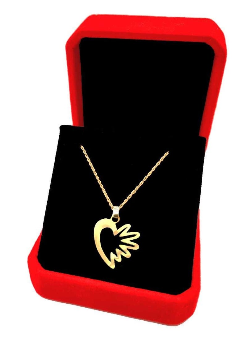 Hamsa.ae 18K Pure Gold Heart Design Necklace For Women - Image 3
