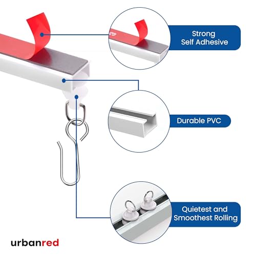 UrbanRed Self Adhesive Curtain Track (2 Meter, 6.5 ft) for Smooth Ceiling or Wall - No Drill, Screws, Ceiling Curtain Track, Curtains Rod, Ceiling Mount, Adhesive Curtains Rod (Non-Flexible) - Image 4