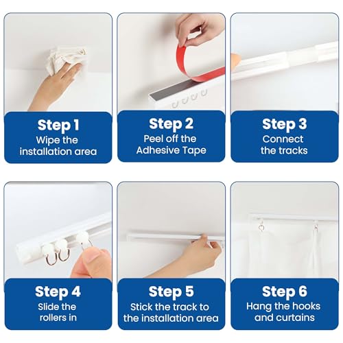 UrbanRed Self Adhesive Curtain Track (2 Meter, 6.5 ft) for Smooth Ceiling or Wall - No Drill, Screws, Ceiling Curtain Track, Curtains Rod, Ceiling Mount, Adhesive Curtains Rod (Non-Flexible) - Image 3
