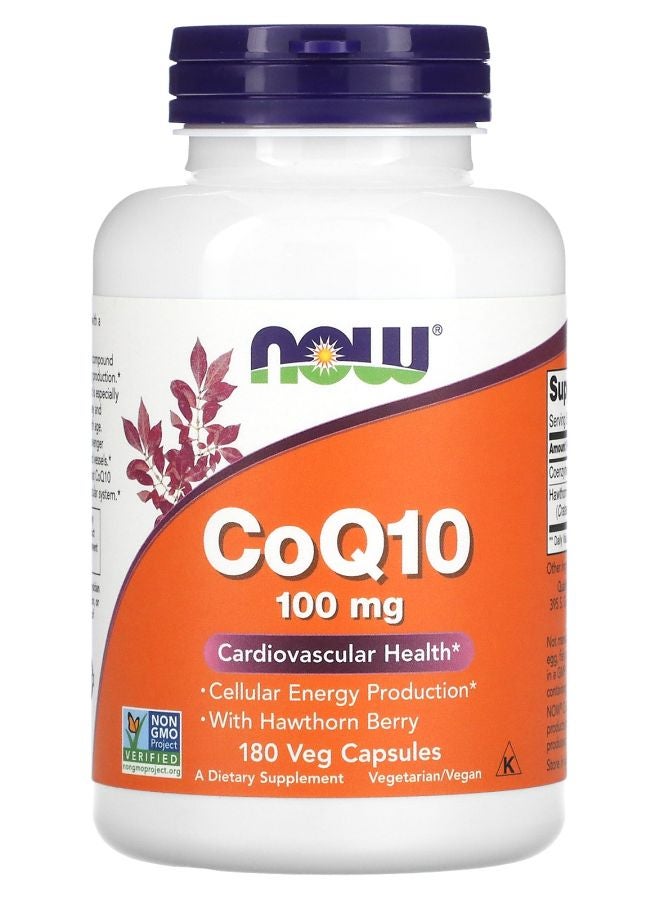 now CoQ10 With Hawthorn Berry 100 mg 180 Veg Capsules