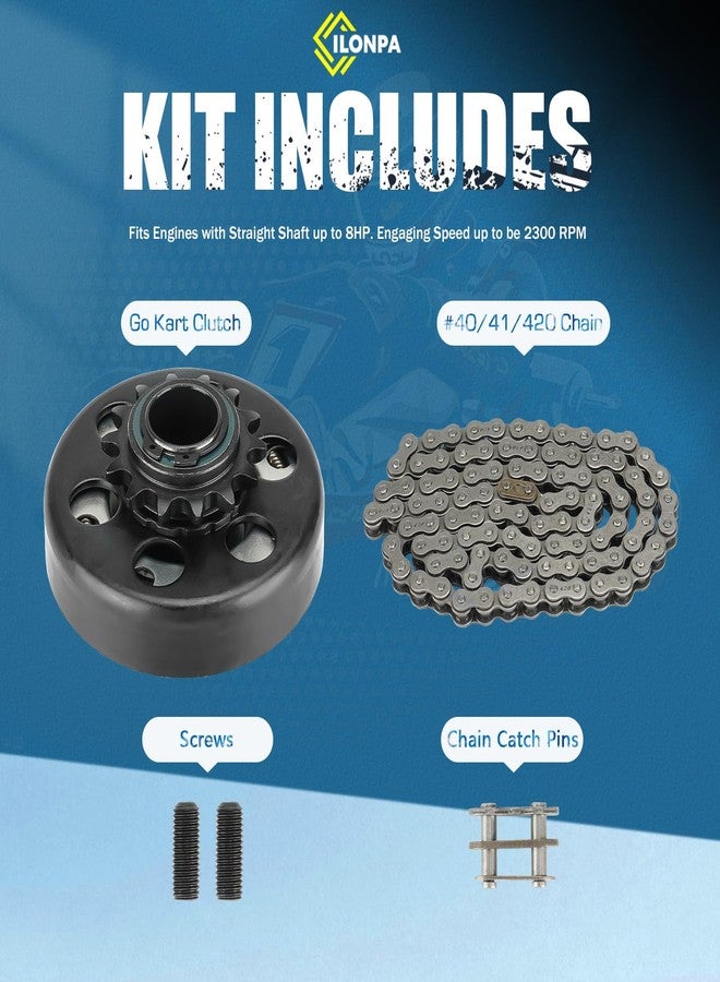 ILONPA Centrifugal Clutch 1" Bore 14 Tooth Go Kart Mini Bike Clutch with #40/41/420 Chain, fits for Engines with Straight Shaft 8-13 HP - Image 3