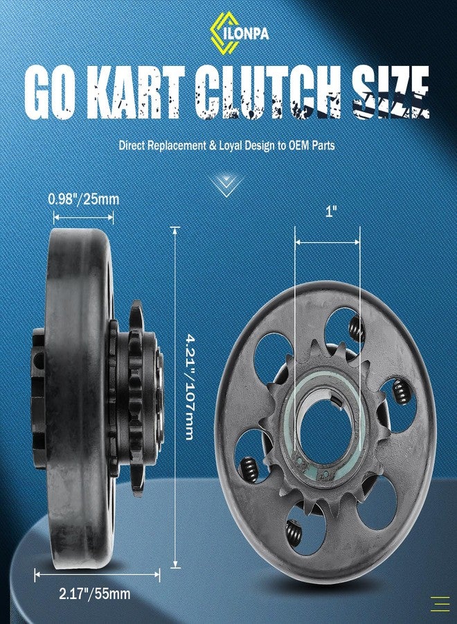 ILONPA Centrifugal Clutch 1" Bore 14 Tooth Go Kart Mini Bike Clutch with #40/41/420 Chain, fits for Engines with Straight Shaft 8-13 HP - Image 2
