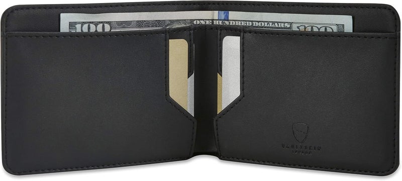 فاولتسكين محفظة فولتسكين مانهاتن النحيفة المضادة لتقنية RFID الجلدية المزدوجة الطي للرجال - حامل بطاقات أمامي بسيط، يتسع لـ 9 بطاقات ونقود، جلد إيطالي فاخر - Image 4