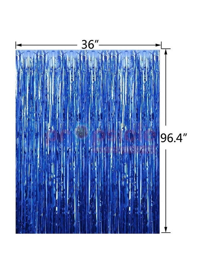 Propsicle Propsicle 4 pcs 3ftx6ft Blue Foil Curtains Fringe Shimmer Backdrop Birthday Decoration for Boys Girls, Anniversary, Bachelorette Party Decoration - Pack of 4 | Light-filtering  - Image 2