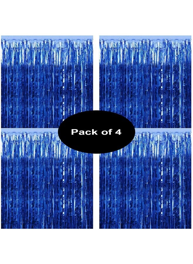 Propsicle Propsicle 4 pcs 3ftx6ft Blue Foil Curtains Fringe Shimmer Backdrop Birthday Decoration for Boys Girls, Anniversary, Bachelorette Party Decoration - Pack of 4 | Light-filtering  - Image 4