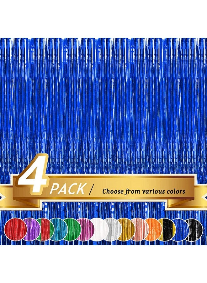 Propsicle Propsicle 4 pcs 3ftx6ft Blue Foil Curtains Fringe Shimmer Backdrop Birthday Decoration for Boys Girls, Anniversary, Bachelorette Party Decoration - Pack of 4 | Light-filtering  - Image 1