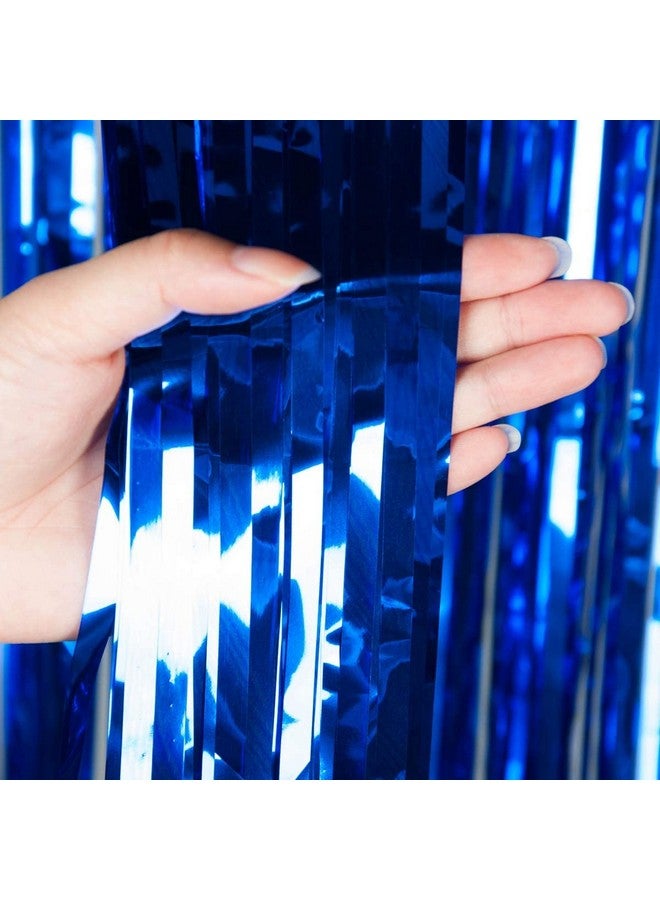 Propsicle Propsicle 4 pcs 3ftx6ft Blue Foil Curtains Fringe Shimmer Backdrop Birthday Decoration for Boys Girls, Anniversary, Bachelorette Party Decoration - Pack of 4 | Light-filtering  - Image 3
