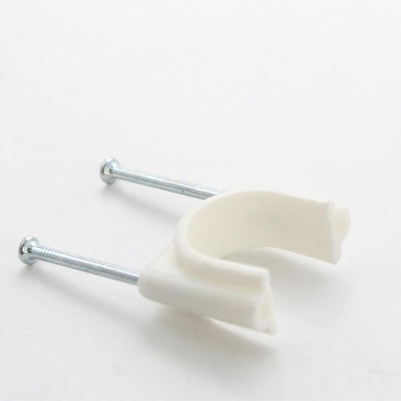 NEW WARE (20 mm) Wire Fastener Cable Clips with SS Nails for Cable Management, Cord Organizer, Round Wire Clamps for Hanging Cables Fitting on Wall (100) - Image 3
