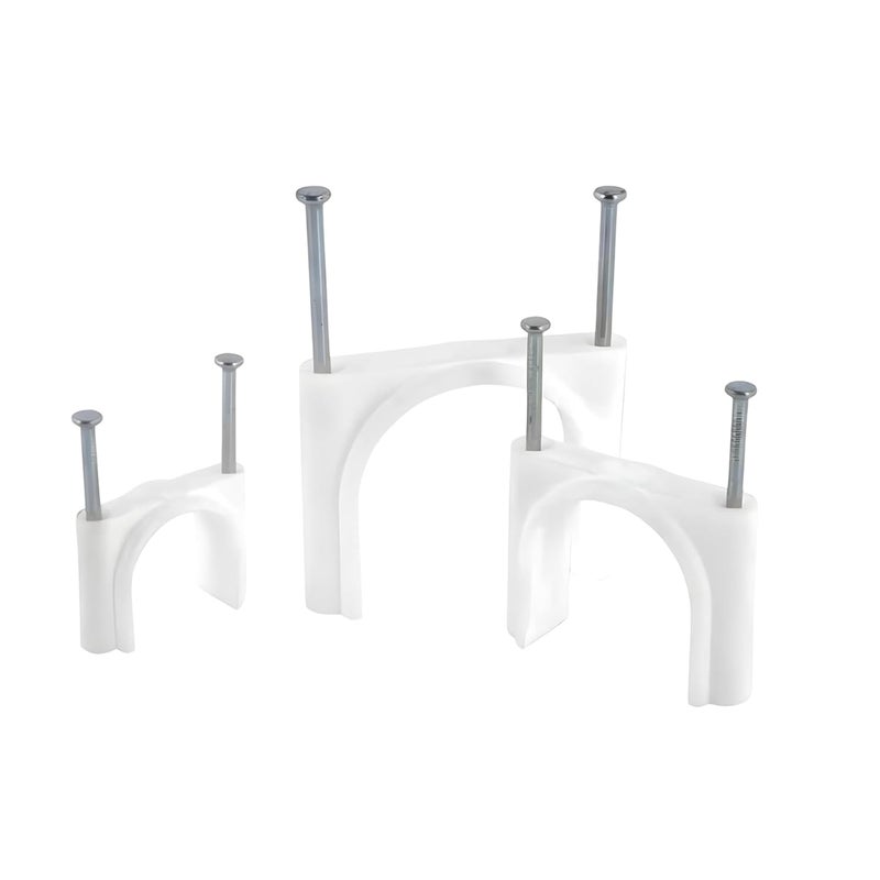 NEW WARE (20 mm) Wire Fastener Cable Clips with SS Nails for Cable Management, Cord Organizer, Round Wire Clamps for Hanging Cables Fitting on Wall (100) - Image 1
