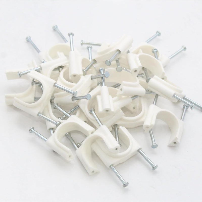 NEW WARE (20 mm) Wire Fastener Cable Clips with SS Nails for Cable Management, Cord Organizer, Round Wire Clamps for Hanging Cables Fitting on Wall (100) - Image 5