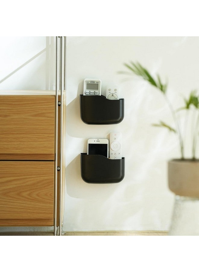 SUNFICON 3 Pack Adhesive Remote Control Holder Wall Mount Media Player Controller Holder Universal Tv Remote Organizer Caddy Box Tray Hollow Bottom Phone Charging Home Office Desk Nightstand Black - Image 3
