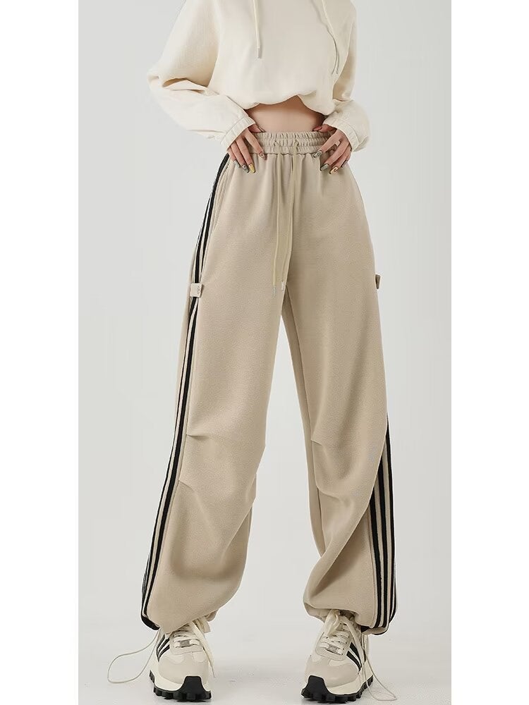 Tall Long Striped Pants Men'S Autumn Dipping Plus Size Sweatpants Loose Wide-Leg Casual Pants Women'S - Image 1